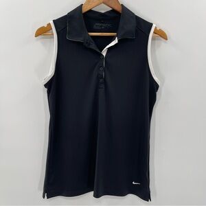 Nike Golf Dri-Fit Sleeveless Black Polo Shirt Size Large